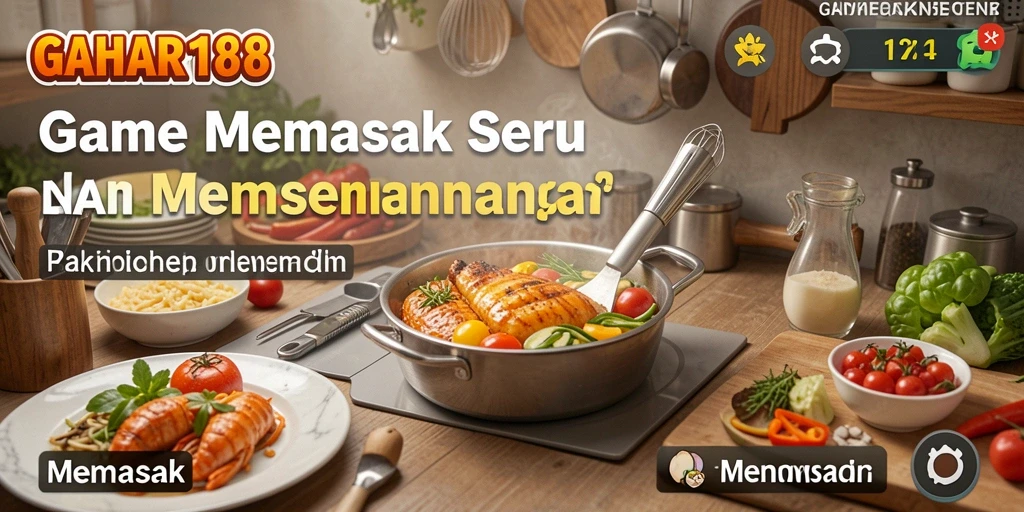 Antarmuka interaktif GAHAR188 menampilkan momen memasak yang seru.