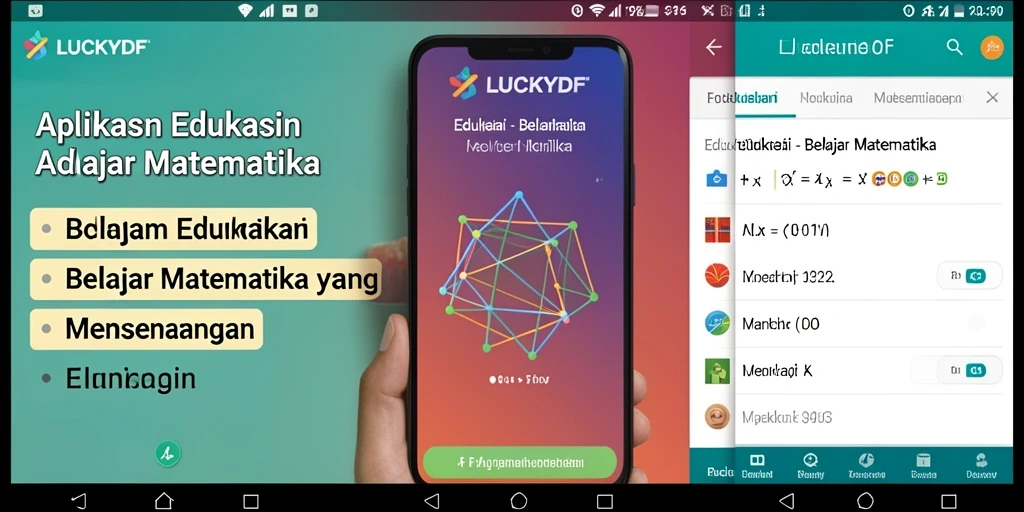 Tampilan antarmuka aplikasi LUCKYDF untuk belajar matematika.