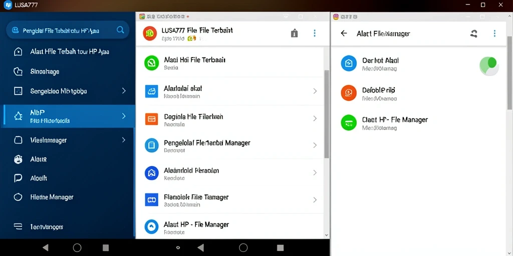 Tampilan antarmuka aplikasi File Manager LUSA777 yang intuitif dan mudah digunakan.