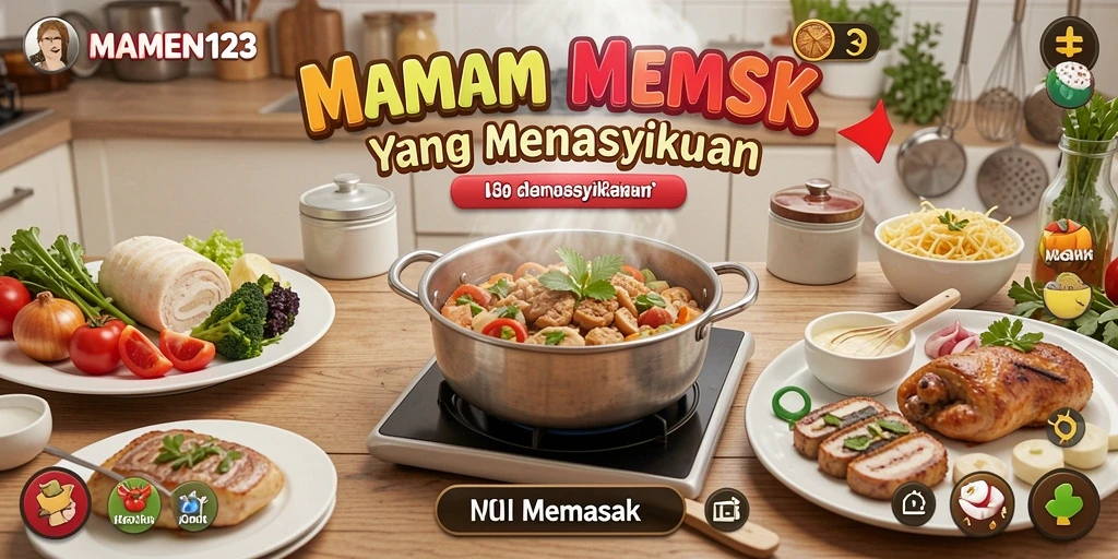 Antarmuka MAMEN123 yang menarik dengan fungsi Memasak yang intuitif.