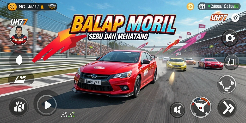 Antarmuka UH77 yang spektakuler saat balapan mobil.